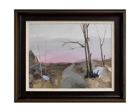 LS-50 Handmade Painting Art Golden Brown Solid Wood Frame Size 26inx22in