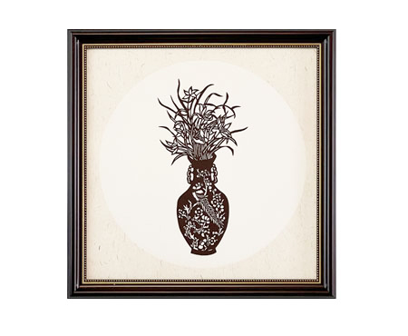 Cut Paper Wall Art SKU PC1-SK-3838-SK-LF - Brown Frame Brown Pattern - Frame Size 17inx17in