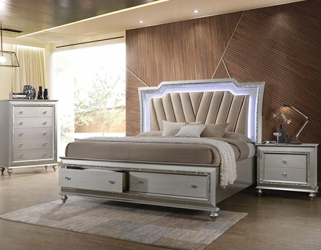 Kaitlyn Queen Bed W/Led & Storage
