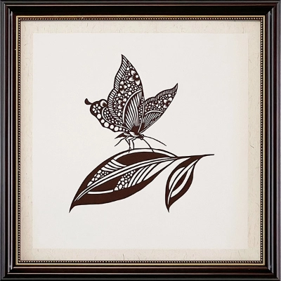 Cut Paper Wall Art SKU HD2-SK-3838-SK-LF - Brown Frame Brown Pattern - Frame Size 17inx17in