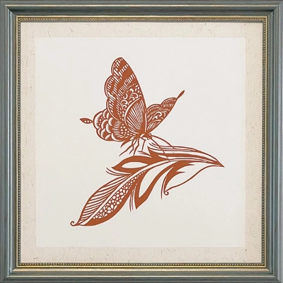 Cut Paper Wall Art SKU HD3-QK-3838-GR-LF - Green Frame Red Pattern - Frame Size 17in x 17in