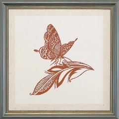 Cut Paper Wall Art SKU HD3-QK-3838-GR-LF - Green Frame Red Pattern - Frame Size 17in x 17in