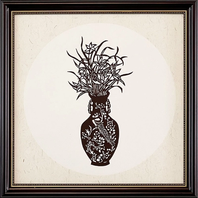 Cut Paper Wall Art SKU PC1-SK-3838-SK-LF - Brown Frame Brown Pattern - Frame Size 17inx17in