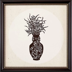 Cut Paper Wall Art SKU PC1-SK-3838-SK-LF - Brown Frame Brown Pattern - Frame Size 17inx17in