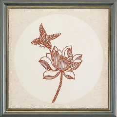 Cut Paper Wall Art SKU HH3-QK-3838-GR-LF - Green Frame Red Pattern - Frame Size 17inx17in