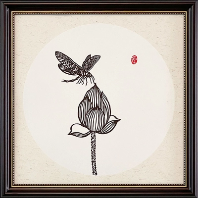 Cut Paper Wall Art SKU HH5-SK-3838-SK-LF - Brown Frame Brown Pattern - Frame Size 17inx17in
