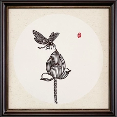 Cut Paper Wall Art SKU HH5-SK-3838-SK-LF - Brown Frame Brown Pattern - Frame Size 17inx17in