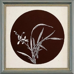 Cut Paper Wall Art SKU LC4-SK-3333-GR-SF - Green Frame Brown Pattern - Frame Size 13 3/4inx13 3/4in