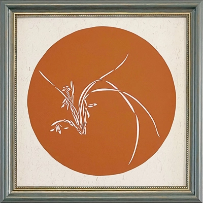 Cut Paper Wall Art SKU LC5-QK-3333-GR-SF - Green Frame Red Pattern - Frame Size 13 3/4inx13 3/4in