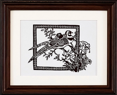 Cut Paper Wall Art SKU XQ1-SK-3628-SK-SC - Brown Frame Brown Pattern - Frame Size 13 3/4inx16 3/4in