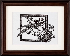 Cut Paper Wall Art SKU XQ1-SK-3628-SK-SC - Brown Frame Brown Pattern - Frame Size 13 3/4inx16 3/4in