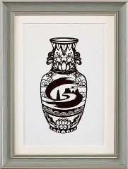 Cut Paper Wall Art SKU HP1-SK-4230-GR-LC - Green Frame Brown Pattern - Frame Size 14 3/4inx19 1/2in