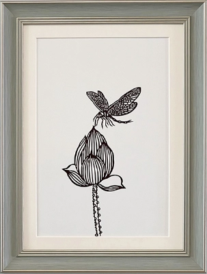 Cut Paper Wall Art SKU HH2-SK-4230-GR-LC - Green Frame Brown Pattern - Frame Size 14 3/4inx19 1/2in
