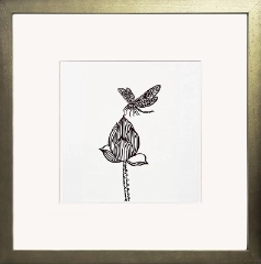 Cut Paper Wall Art SKU HH2-SK-6060-GD- Golden Wood Frame Black Pattern - Frame Size 24inx24in