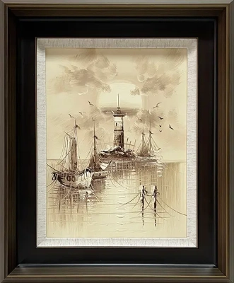 LS-2 Handmade Painting Art Dark Brown Solid Frame Size 18inx22in 