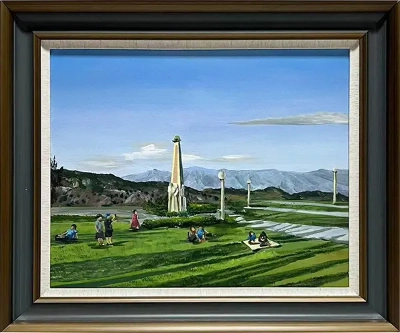 LS-4 Handmade Painting Art Golden Grey Solid Wood Frame Size 30inx26in