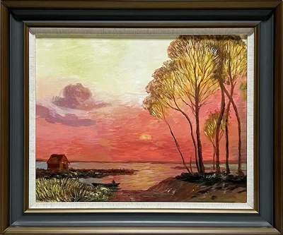 LS-11 Handmade Painting Art Dark Brown Solid Wood Frame Size 30inx26in