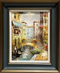 LS-14 Handmade Painting Art Golden Grey Solid Frame Size 18inx22in