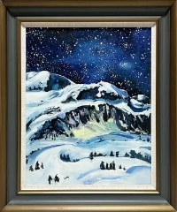 LS-15 Handmade Painting Art Golden Grey Solid Wood Frame Size 26inx30in