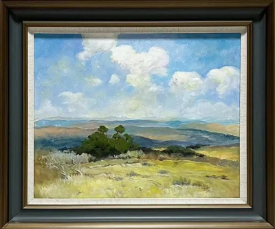 LS-13 Handmade Painting Art Golden Grey Solid Wood Frame Size 30inx26in