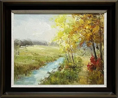 LS-16 Handmade Painting Art Dark Brown Solid Wood Frame Size 30inx26in