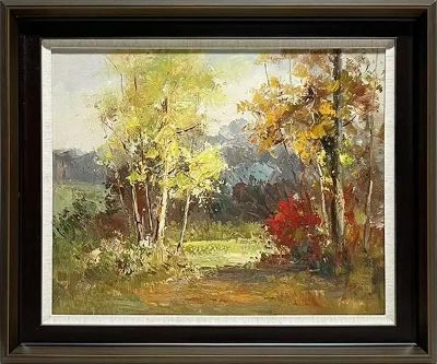 LS-18 Handmade Painting Art Dark Brown Solid Wood Frame Size 30inx26in