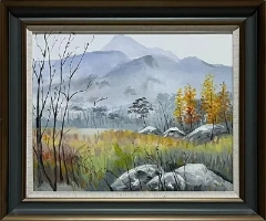 LS-19 Hand-made Painting Art Dark Brown Solid Wood Frame Size 30inx26in