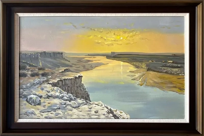 LS-20 Hand-made Painting Art Dark Brown Solid Wood Frame Size 42inx30in.