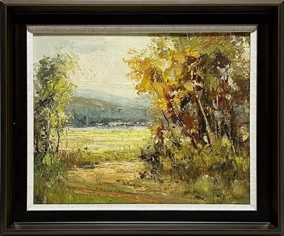 LS-25 Hand-made Painting Art Dark Brown Solid Wood Frame Size 30inx26in.