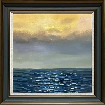 LS-28 Handmade Painting Art Golden Grey Solid Wood Frame Size 30inx30in