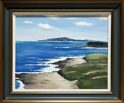 LS-34 Handmade Painting Art Golden Grey Solid Wood Frame Size 30inx26in