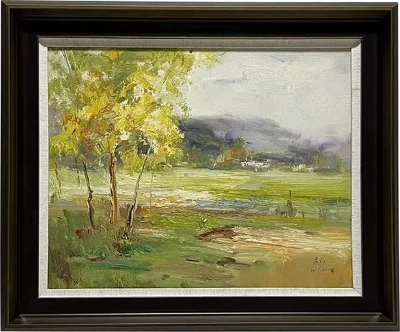LS-36 Handmade Painting Art Dark Brown Solid Wood Frame Size 30inx26in