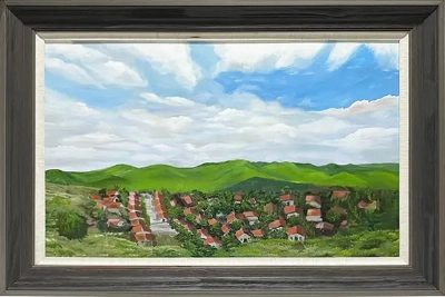 LS-39 Handmade Painting Art Grey Solid Frame Size 42.5inx30.7in