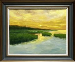 LS-40 Handmade Painting Art Golden Grey Solid Wood Frame Size 30inx26in