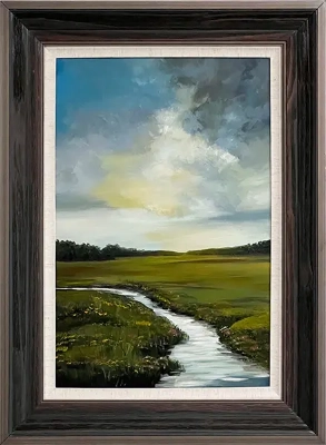 LS-46 Handmade Painting Art Grey Solid Wood Frame Size 22inx30in