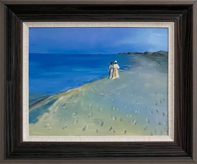 LS-47 Handmade Painting Art Golden Brown Solid Wood Frame Size 26inx22in