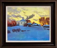 LS-48 Handmade Painting Art Golden Brown Solid Wood Frame Size 26inx22in