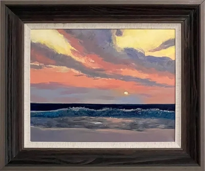 LS-55 Handmade Painting Art Golden Brown Solid Wood Frame Size 26inx22in