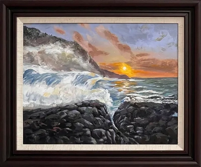 LS-56 Handmade Painting Art Dark Brown Solid Wood Frame Size 25inx21in