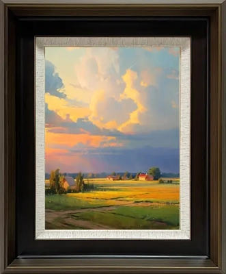 LS-60 Handmade Painting Art Dark Brown Solid Frame Size 18inx22in