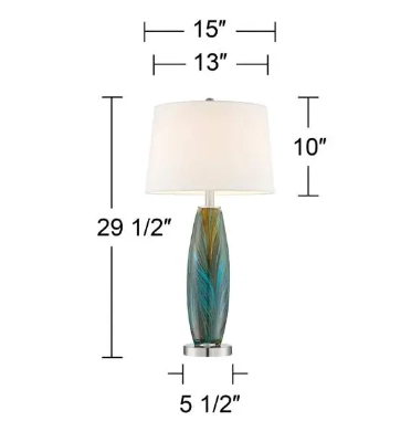 Set of 2 Table Lamps - 360 Lighting Azure 29 1/2in Blue Glass Hand-crafted