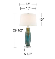 Set of 2 Table Lamps - 360 Lighting Azure 29 1/2in Blue Glass Hand-crafted