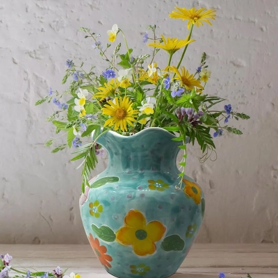 Blue Ceramic Flower Vase