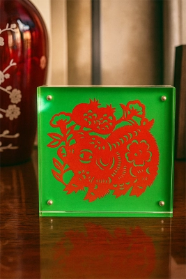 Chinese Zodiac Cut Paper In Crystal - Frame Size 5in x 5in