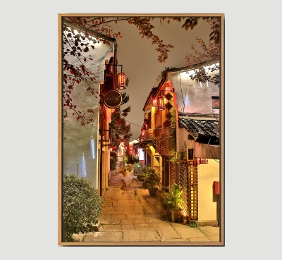Evening of China Old Town - Framed Wall Art Size 24in x 36in