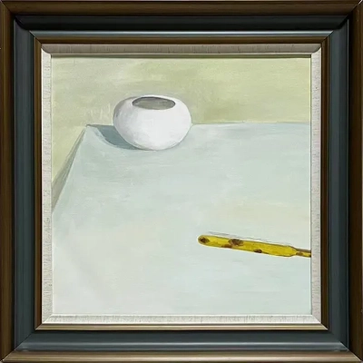 SL-6 Hand-made Painting Art Golden Grey Solid Wood Frame Size 26inx26in.