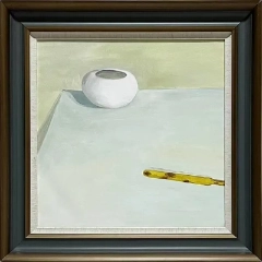 SL-6 Hand-made Painting Art Golden Grey Solid Wood Frame Size 26inx26in.