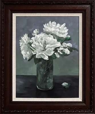 SL-10 Handmade Painting Art Golden Brown Solid Wood Frame Size 22inx26in