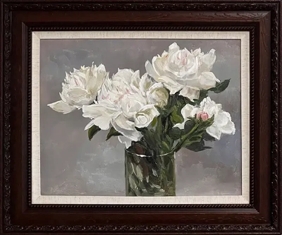 SL-12 Handmade Painting Art Golden Brown Solid Wood Frame Size 22inx26in