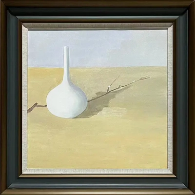 SL-3 Handmade Painting Art Golden Grey Solid Wood Frame Size 26inx26in